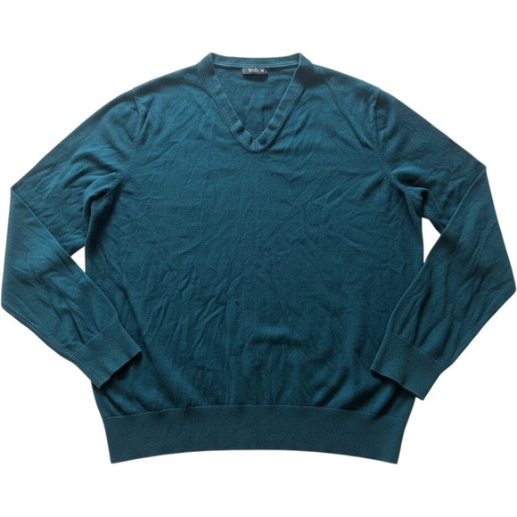 Banana Republic Other - Banana Republic Silk Cotton Cashmere V-Neck Sweater Mens XL Teal Green Luxury